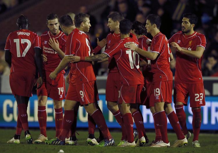 Mål. Liverpools Steven Gerrard fejrer scoring med holdet. 