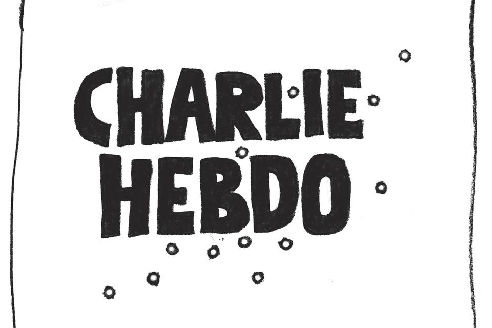 Berlingskes forside viser 12 skudhuller, der har gennemhullet satiremagasinet Charlie Hebdo. Skudhullerne symboliserer de 12 dræbte, der onsdag mistede livet. 