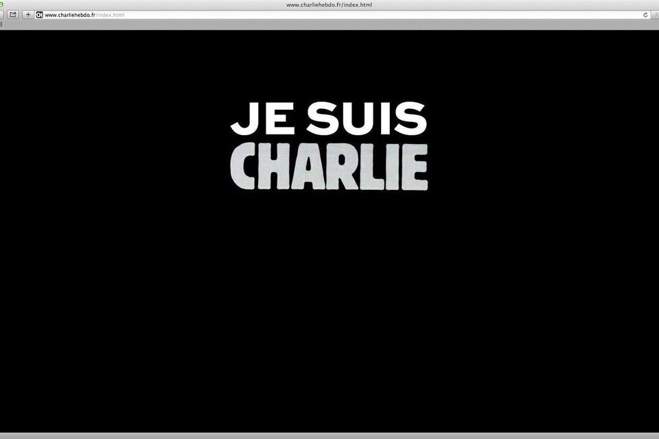 Skærmbillede fra Charlie Hebdos website onsdag eftermiddag. 