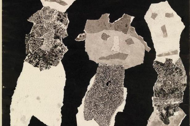 Jean Dubuffet (1901-85). Art brut – brutal kunst – kalder man den form for billeder, Jean Dubuffet efterlod sig. Ligesom Cobra-kunstnerne gjorde denne franskmand brug af de udtryksformer, som endnu ikke nød anerkendelse. I denne kollage kan man især mærke inspirationen fra den slags billeder, som børn kan frembringe. 