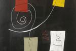 Joan Miró (1893-1983). Titlen på spanieren Mirós papirarbejde er ’Rød, gul, grøn, hvid’. Dermed er der heller ikke antydet mere, end det forestillingsløse motiv på denne gouache kan stå ved. Den enkle og karakteristiske tegning er fra 1937, før surrealisten Miró forlod Paris for at slå sig ned på Mallorca. 