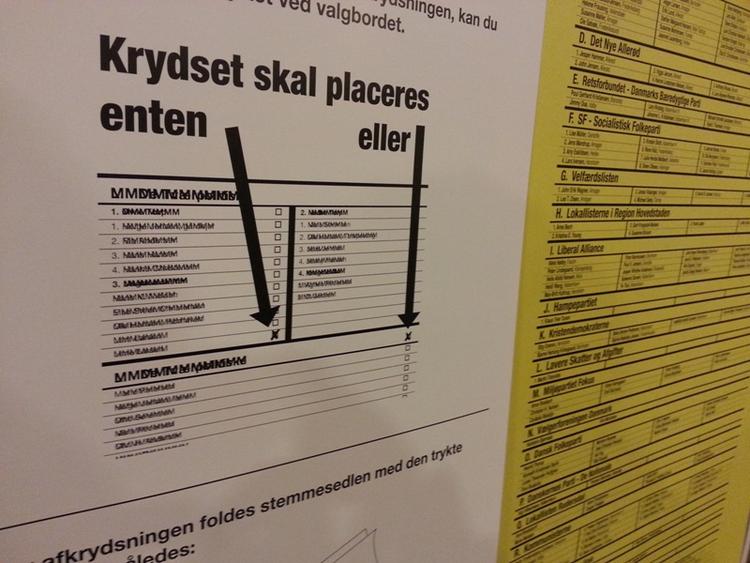 KORREKT. Vælgerne oplyses på en plakat, hvor krydset skal sættes. 