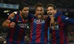 spares. Barcelonas stjernetrio med fra venstre Luis Suarez, Neymar og Lionel Messi kommer ikke til at juble på banen mod Elche i pokalkampen torsdag. 