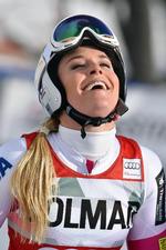 Historisk. Lindsey Vonn kan gå på jagt efetr sin næste sejr på lørdag, når der igen er styrtløb i St. Moritz. 