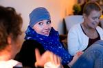 FÆLLESSKAB. I Kræftværket er der ingen dumme spørgsmål eller emner, der ikke kan tages op. I dag er Anja Nielsen (tv), Helena Wanting Jespersen, Anne Hee Schougaard og Vivi Bader kommet forbi til snak og varm kakao. Foto: Finn Frandsen 