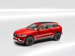 udkast. Omtrent sådan kommer den højbenede Jaguar F-Pace til at se ud. 