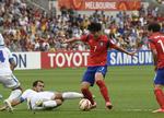 Matchvinder. Son Heung-min (i midten) sendte Sydkorea i semifinalerne ved Asian games for tredje gang i træk. 