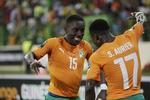 USÆDVANLIGT. Fem af seks kampe endte uafgjort i gruppen, som Elfenbenskysten vandt med en sejr på 1-0 over Cameroun med Max Alain Gradel (tv.) som matchvinder. 