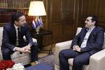 MØDE. Eurogruppens chef Jeroen Dijsselbloem talte med den nyudnævnte græske premierminister Alexis Tsipras. 