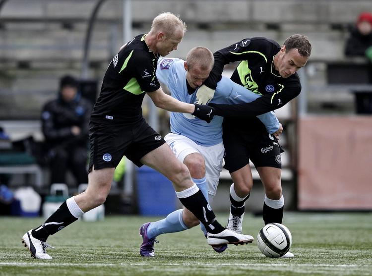 Malmø. Svenske Daniel Larsson har en fortid i Malmø FF. Her ses han i en kamp mod OB. 