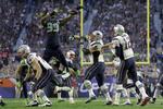 Seattle Seahawks forsvarer Tony McDaniel blokerer en aflevering. 