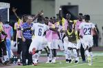 Ghanesisk jubel over 3-0-sejren. Ghna møder Elfenbenskysten i finalen søndag, mens hjemmeholdet skal spille om bronze mod DR Congo. 