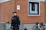 Politiet foran Vognmandsmarken på  Østerbro hvor der blev foretaget en anholdelse. 