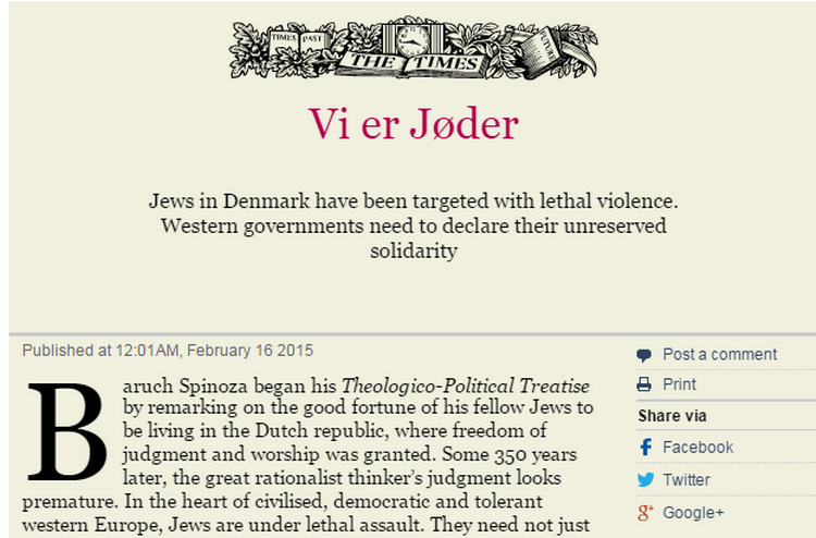 SAMMENHOLD. Lederen i The Times har en dansk overskrift. 