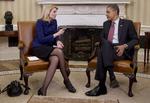 Samtale Danmarks statsminister Helle Thorning-Schmidt (S) og den amerikanske præsident, Barack Obama, talte mandag aften i telefonen om weekendens terrorangreb i København. Her ses de under en tidligere samtale i Det Hvide Hus i Washington. 
