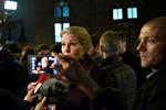 Terror. Her ses Helle Thorning-Schmidt lørdag aften ved Krudttønden på Østerbro. 