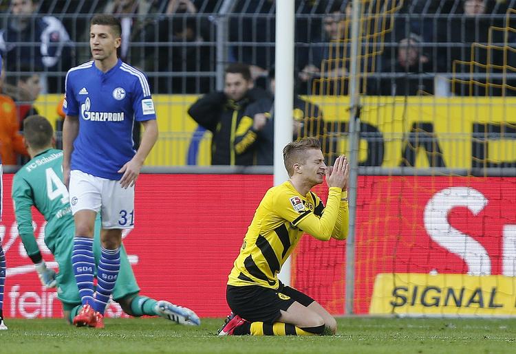 Neeeeej. Marco Reus (th) havde fem store muligheder, før han lidt tilfældigt kom på scoringstavlen. 