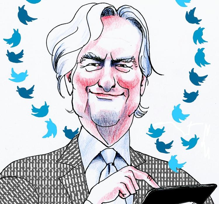 Tweet. Lucy Kellaway er træt af alle dem, der udnytter Twitter til at prale med. Tegning: Anne-Marie Steen Petersen 
