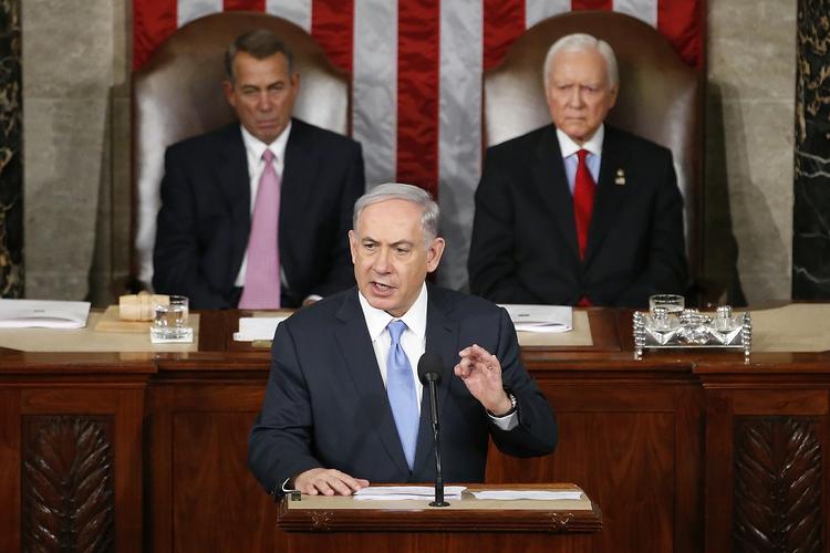 OPRÅB. Israels premierminister, Benjamin Netanyahu, holdt i dag en følelsesladet tale for Kongressen i Washington. 