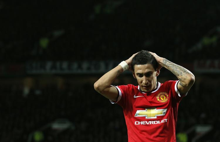 Øv. Angel Di Maria ærgrer sig efter at have misset en målchance. 