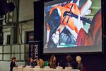 Porno. Erotik blev blæst op i fuld skala, da Politiken Talks afholdt debatmøde. Fra venstre mod højre ses Louise Folker Christensen (ordstyrer), Lars Frost, Sara Skaarup, Ayse Dudu Tepe, Morten Brask og Rikke Schubart. Foto: Miriam Dalsgaard 