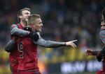 Mål. Islændingen  Gudjon Baldvinsson scorede til 1-0. 