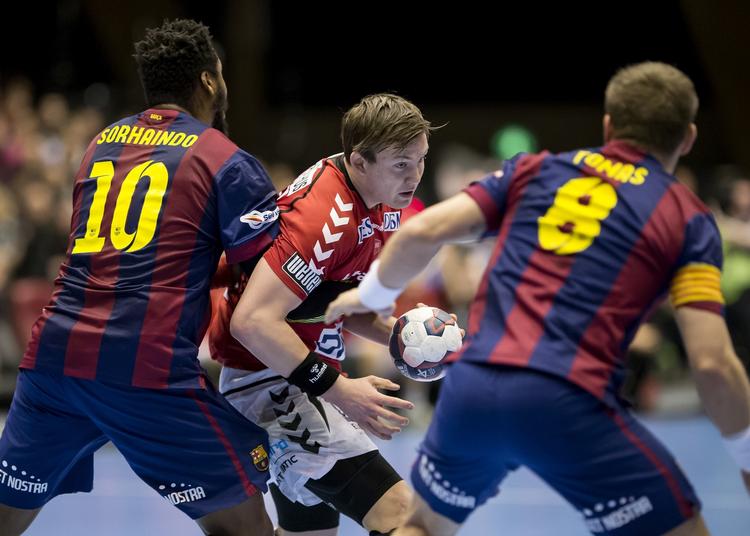 Nedtur. Aalborg og Sander Sagosen kom i klemme mod Barcelona. 