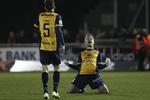 Mål. Hobro IF's Rasmus Lynge Christensen og Hobro IF's Jacob Tjørnelund jubler. 