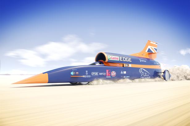 Rekord. 1.600 km/t er målet for den hastighedsrekord,  Bloodhound skal sætte næste sommer. Foto: Bloodhound 
