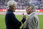 Gensyn. Her ses Morten Olsen og Sepp Piontek i selskab ved en landskamp i Odense i fjor, hvor Danmark tabte til Tyrkiet. 