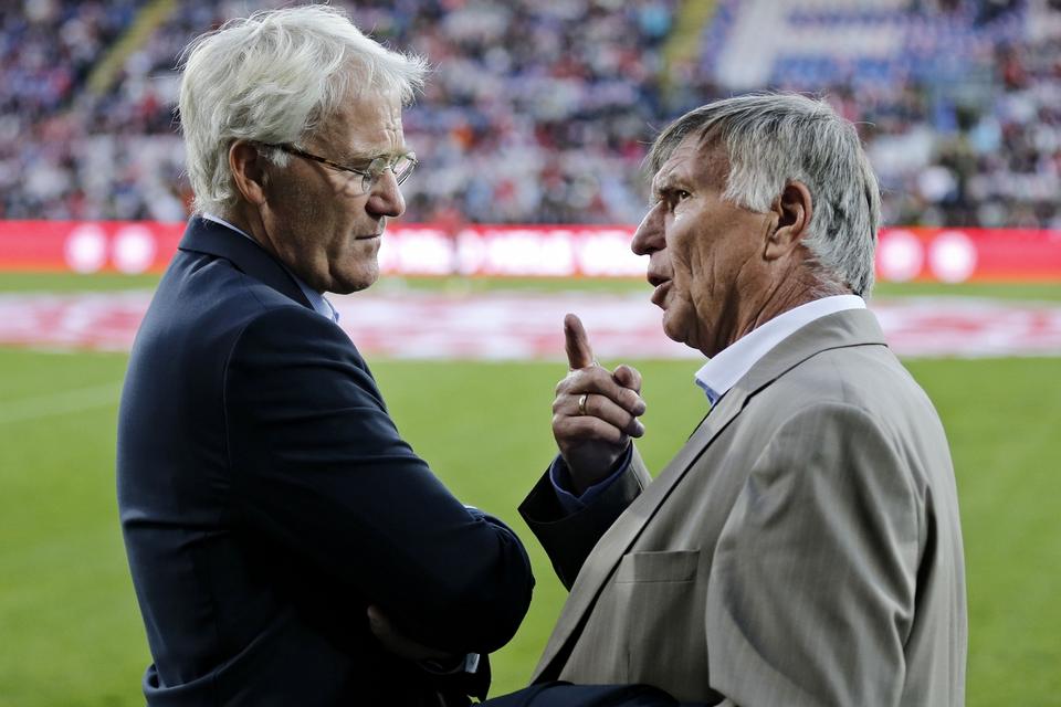 Gensyn. Her ses Morten Olsen og Sepp Piontek i selskab ved en landskamp i Odense i fjor, hvor Danmark tabte til Tyrkiet. 