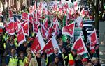 Medvind. Fagforeningerne er på fremmarch i Tyskland. Billedet er fra Kiel i sidste uge, hvor ansatte fra en række servicefag kæmper for højere løn. 