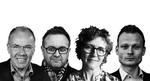 V-lokalpolitikere. Bo Nygaard Larsen, byrådsmedlem i Solrød (tv.) Poul Egelykke, byrådsmedlem i Vejen, Inge Dorte Mandrup, kommuneforeningsformand i Norddjurs og  Michael Gatten, medlem af Borgerrepræsentationen i Kbh.. 