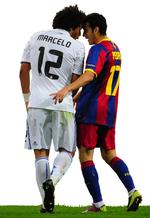 klassikeren. El Clásico er blevet det begreb, man bruger, hver gang Real Madrid og FC Barcelona tørner sammen. Her er det Real Madrids Marcelo (t.v.) i diskussion med FC Barcelonas Pedro Rodriguez fra en Champions League-kamp i april 2011. 