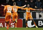 1-1. Djiby Fall (th) havde kun været på banen et lille minut, da han udlignede i 77. minut. 