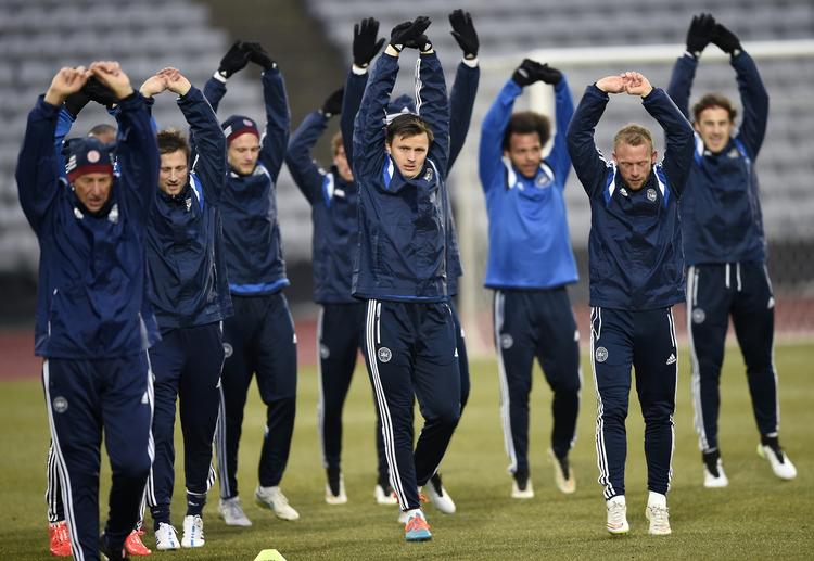 Træning. Der er kickoff mod USA for William Kvist og co. onsdag kl. 20.15. 
