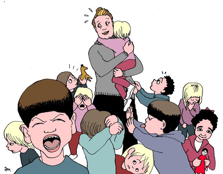 Pædagoger. Normeringer er ikke det eneste element i kvalitetsdiskussionen. Tegning: Anne-Marie Steen Petersen 