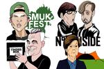 Festivallandskabet. Folkelige Skanderborg, stilsikre Northside, nye Tinderbox og uoverskuelige Roskilde.  Tegning: Anne-Marie Steen Petersen 