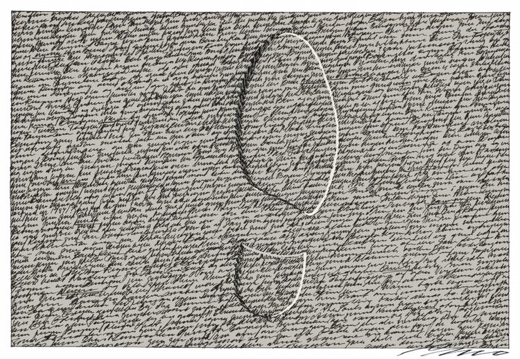 Kroniken. Virkeligheden i litteraturen er en svær størrelse. Tegning: Per Marquard Otzen 