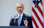 Udtalelse. Den amerikanske præsident, Barack Obama, talte ved at pressemøde kort tid efter, de seks stormagter indgik en såkaldt rammeaftale med Iran. 
