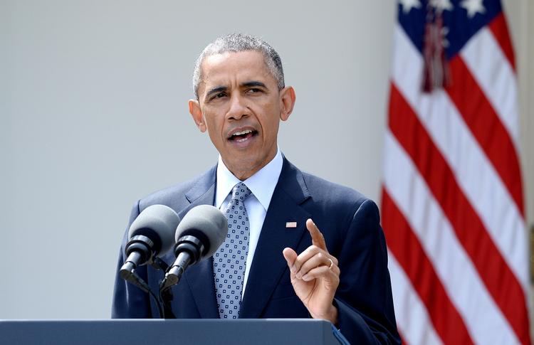 Udtalelse. Den amerikanske præsident, Barack Obama, talte ved at pressemøde kort tid efter, de seks stormagter indgik en såkaldt rammeaftale med Iran. 