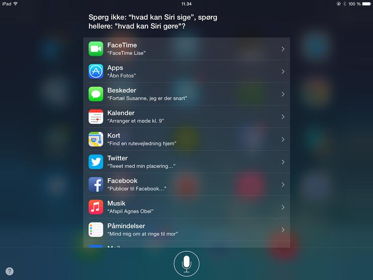 ASSISTANCE. Siri kan nu endelig forstå dansk og kan alt fra at opdatere din Facebook-status for dig til at sætte noget musik på (Foto: Screenshot). 