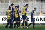 Jubi. Hobro IK jubler efter deres scoring til 2-1. 