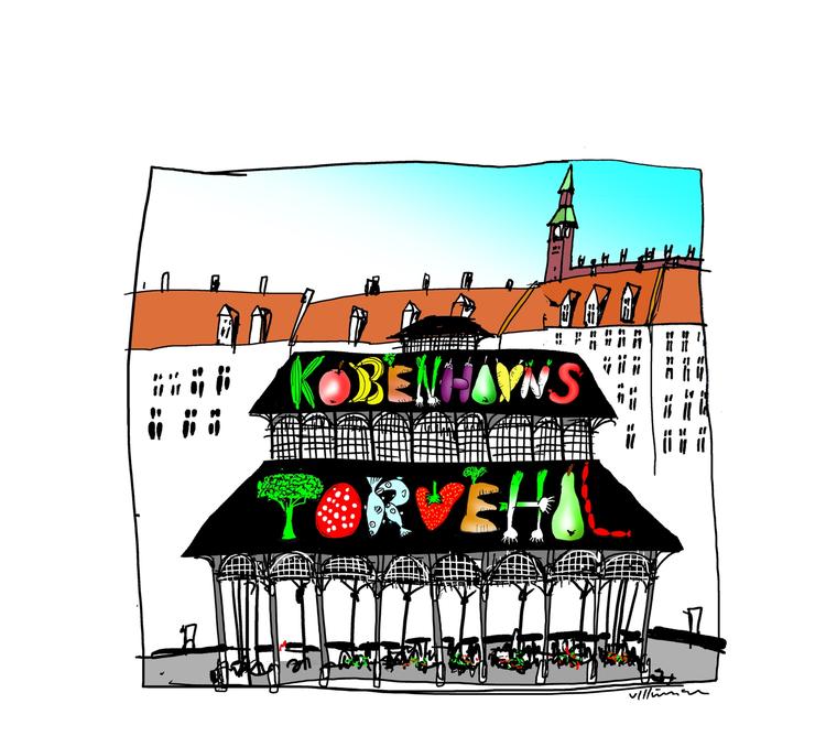 København. Der er nok af ting at holde af i hovedstaden. Tegning: Jørn Villumsen 