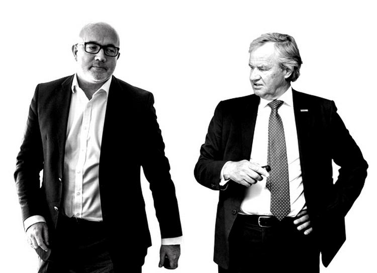 Lavpriskongerne. Nu optrappes lavpriskrigen fra to af de helt store spillere på banen. Her ses Ryanairs kommercielle direktør David O'Brien (tv.) og Norwegians administrerende direktør Bjørn Kjos. 