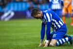 Bundhold. Esbjergs midtbanespiller Emil Lyng i kampen mod Randers. 
