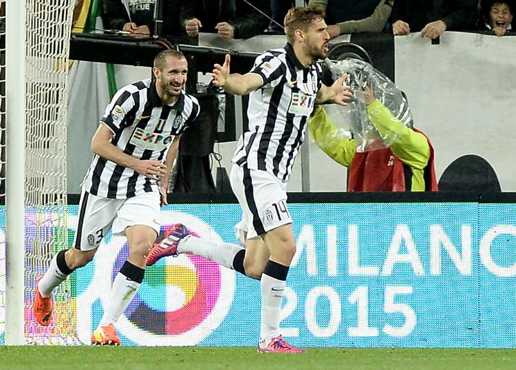 Mål. Juventus' Fernando Llorente fejrer sin scoring. 