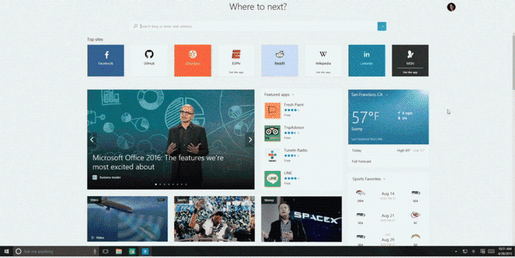 KANT. Sådan ser afløseren for webbrowseren Internet Explorer ud. Den hedder Microsoft Edge, og er langt mere strømlinet (Foto: PR/Microsoft). 