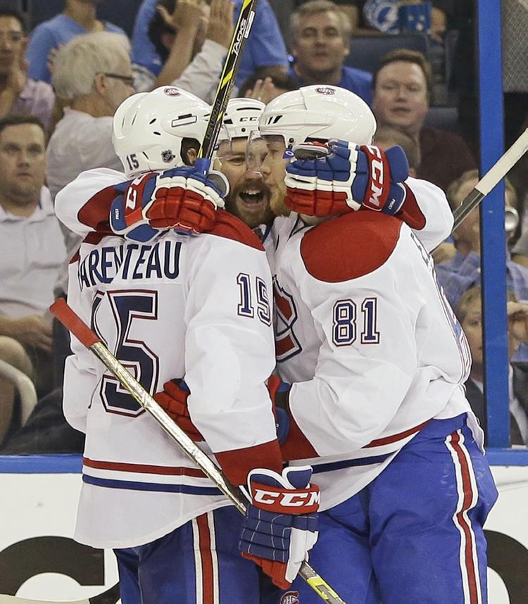SUCCES. Montréal Canadiens og Lars Eller (81) har haft det svært mod Tampa Bay Lightning, men natten til fredag vendte lykkes. I hvert fald for en stund. 