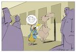 Tegning. »Man kan da også godt sige, at det er dumt, at den svenske kunstner Lars Vilks tegner Muhammed som en hund. Det er ikke, fordi tegningen i sig selv er noget stort kunstværk, eller fordi den kaster helt nyt lys over fænomenet Muhammed. Man kunne få den mistanke, at det vigtigste er selve det at tegne Muhammed som hund og ikke kvaliteten af den færdige tegning. Skulle det virkelig være en nødvendig provokation?«, spørger Rune Lykkeberg. Tegning: Per Marquard Otzen 